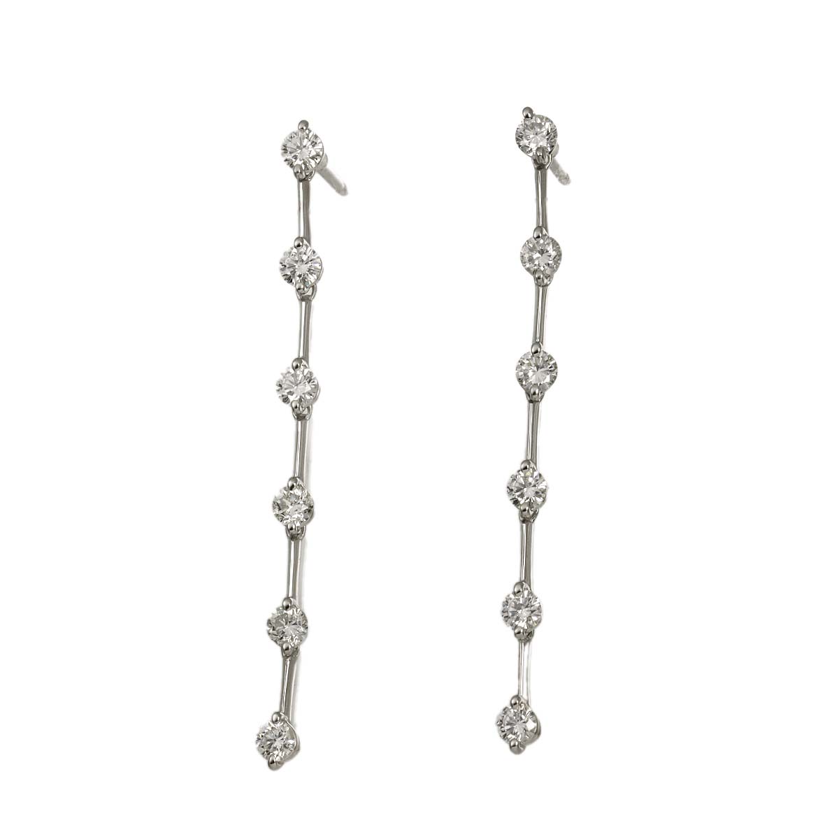 Diamond 1.00ct Earrings Pierced 18K K18 WG 750