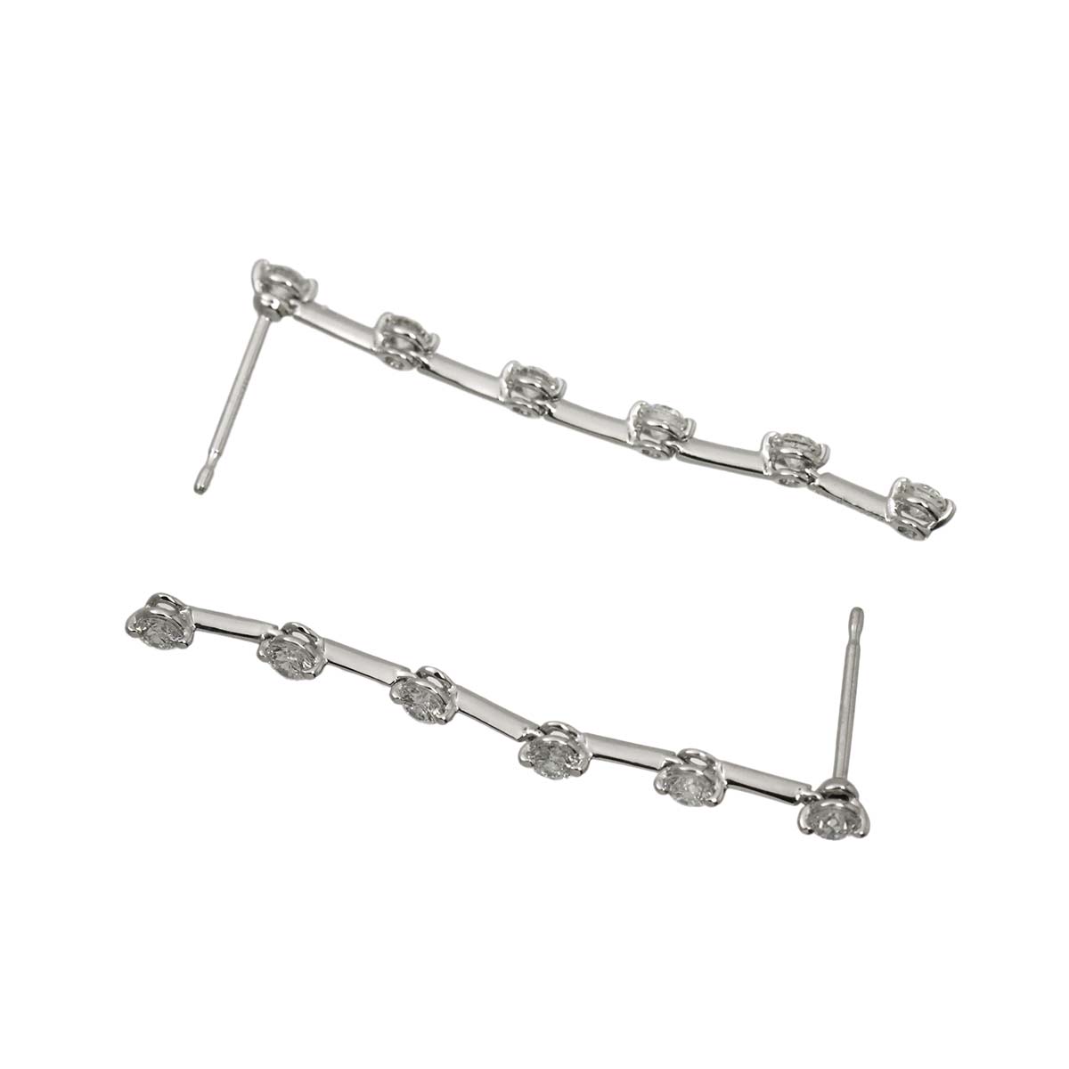 Diamond 1.00ct Earrings Pierced 18K K18 WG 750