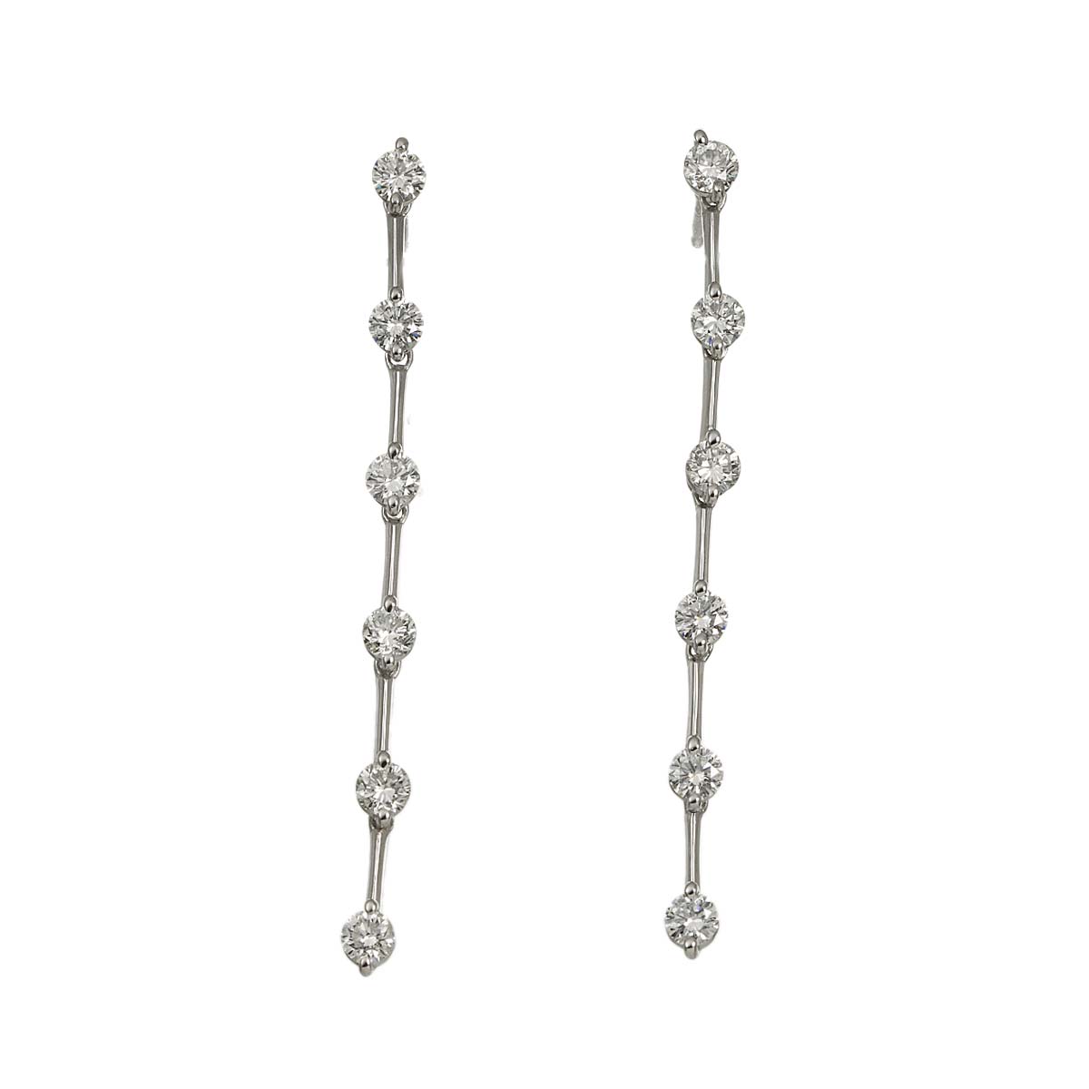 Diamond 1.00ct Earrings Pierced 18K K18 WG 750