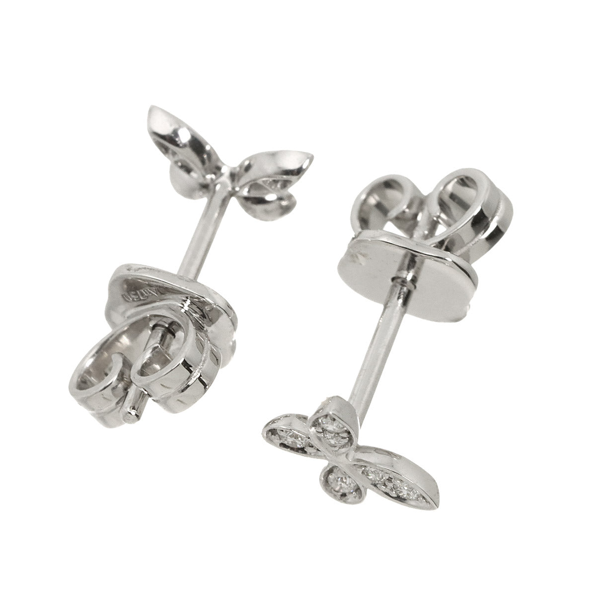 Pave butterfly Diamond Earrings Pierced 18K WG 750