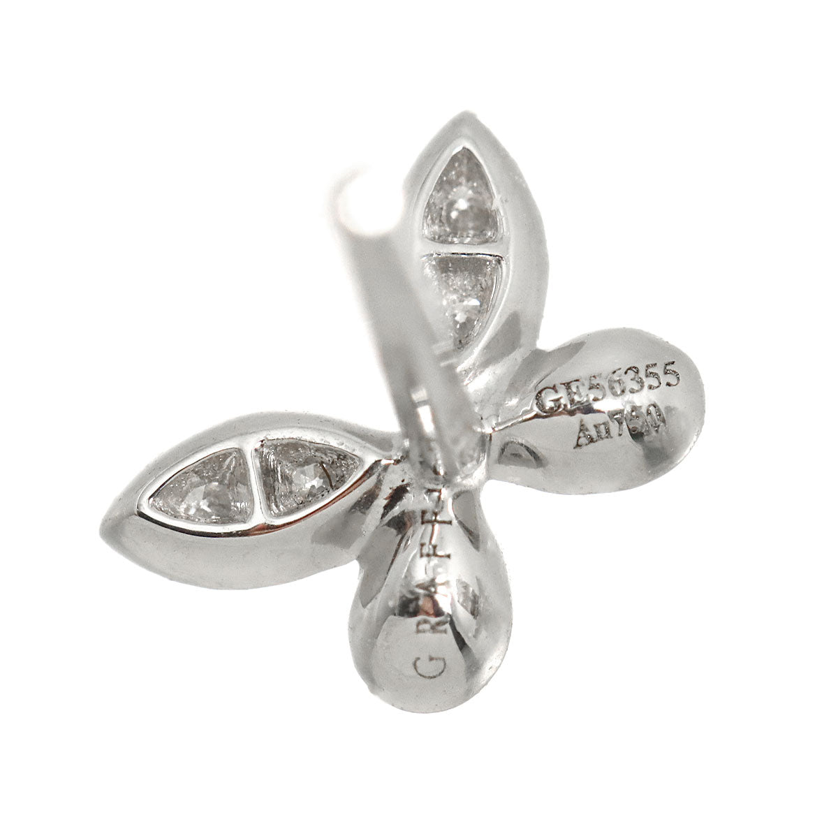 Pave butterfly Diamond Earrings Pierced 18K WG 750