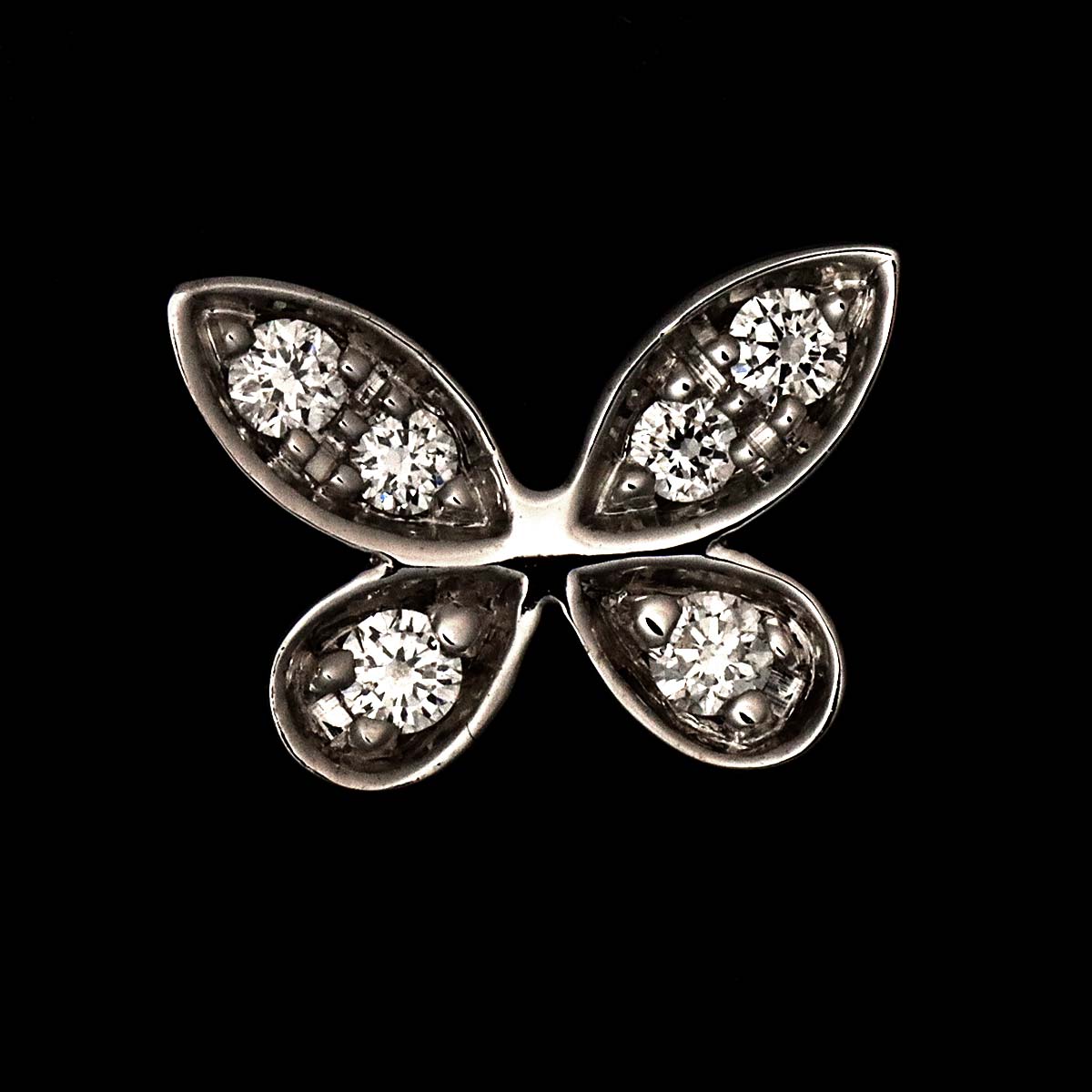 Pave butterfly Diamond Earrings Pierced 18K WG 750