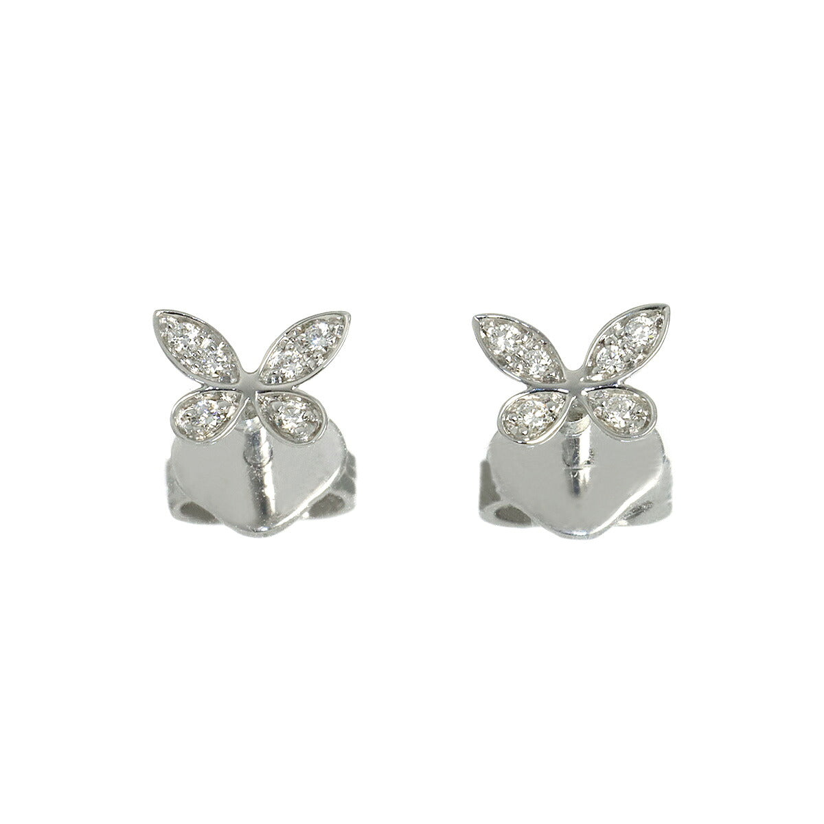 Pave butterfly Diamond Earrings Pierced 18K WG 750