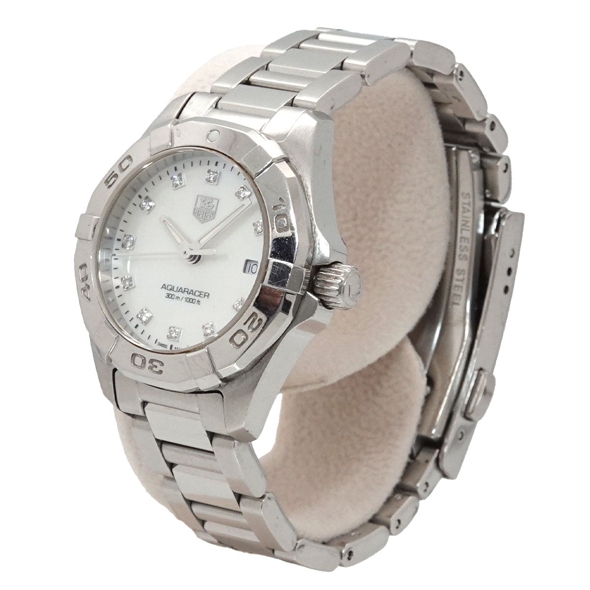 Aquaracer 300 WAY1413 Quartz 11P Diamond Date Ladies Watch