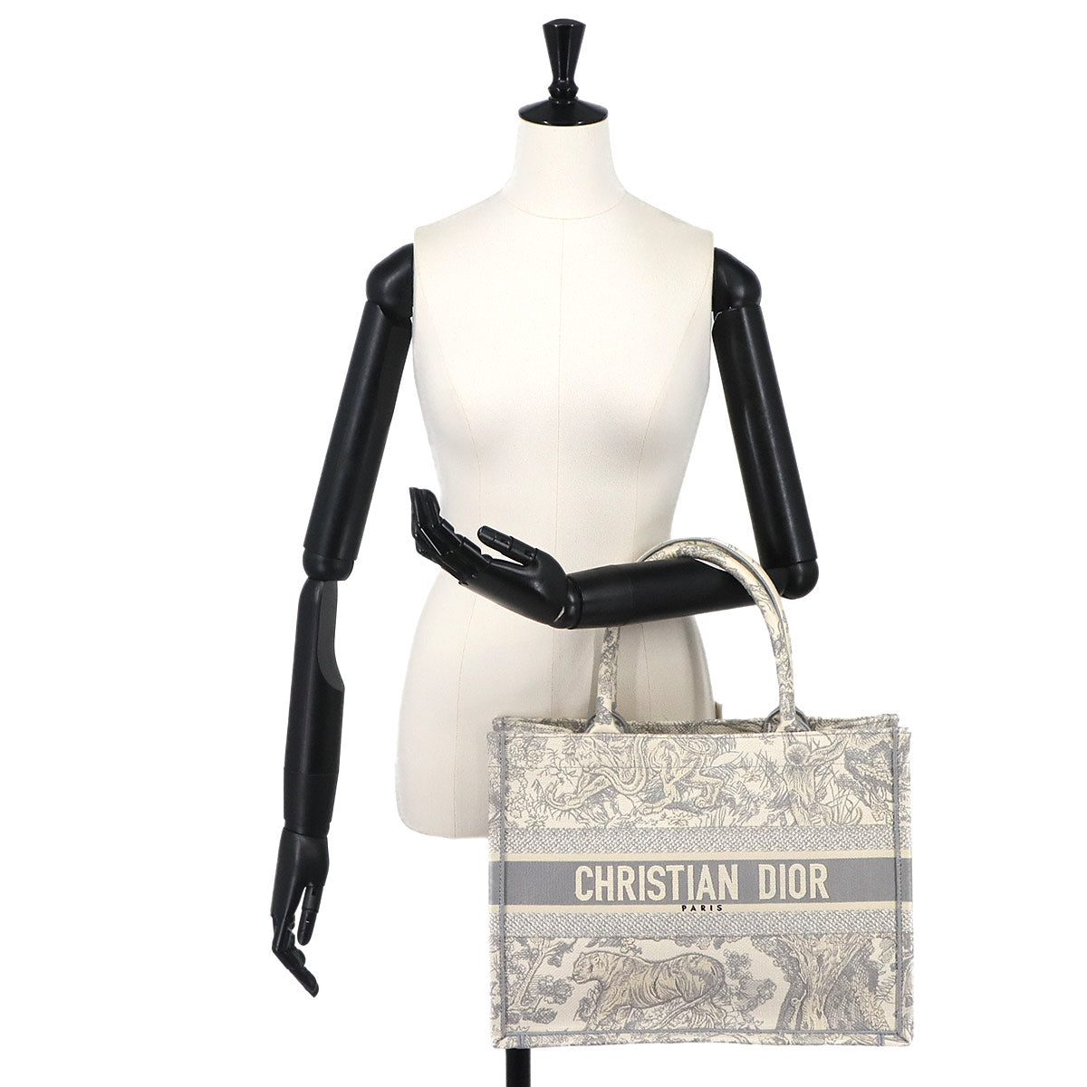Toile de Jouy Book Tote Medium Bag Canvas Grey
