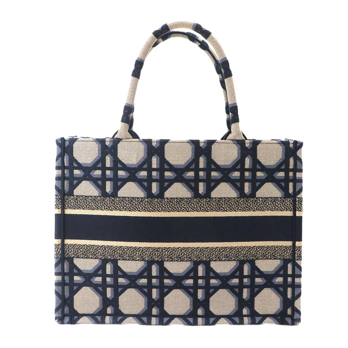 Macrocannage Book Tote Medium Bag Canvas Navy M1296ZZAU