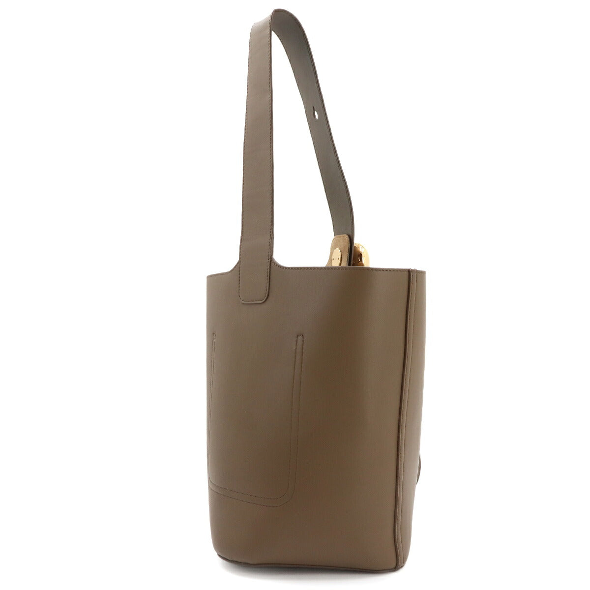 Pebble Bucket Bag Medium Hand Shoulder Bag Leather Brown