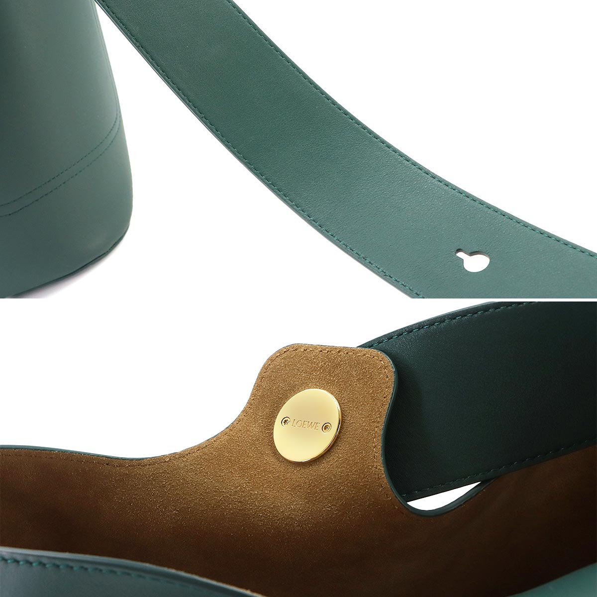 Pebble Bucket Bag Medium Shoulder Bag Leather Green