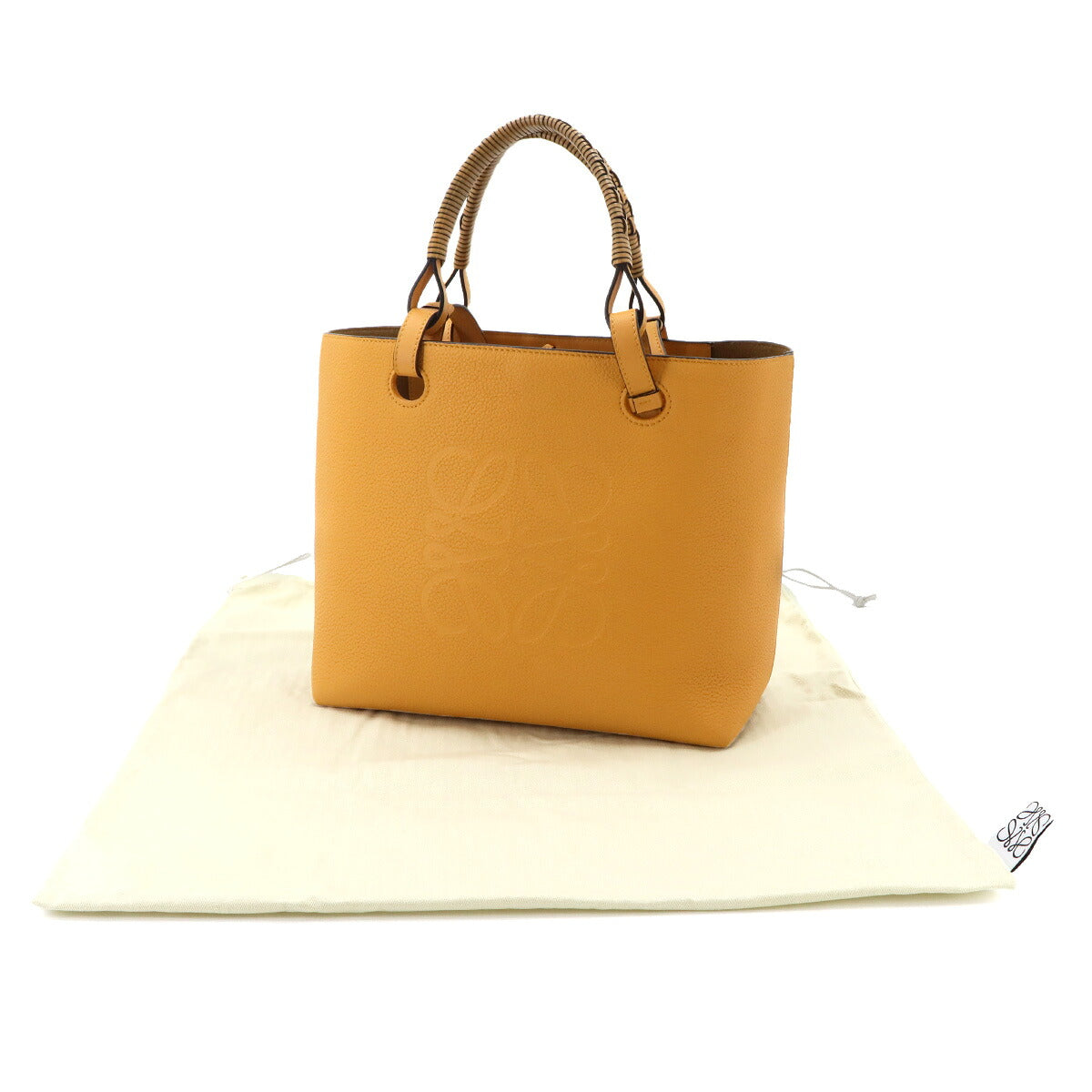 Anagram 2way Tote Shoulder Bag Leather Yellow Purse