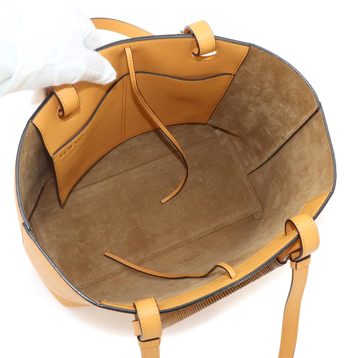 Anagram 2way Tote Shoulder Bag Leather Yellow Purse