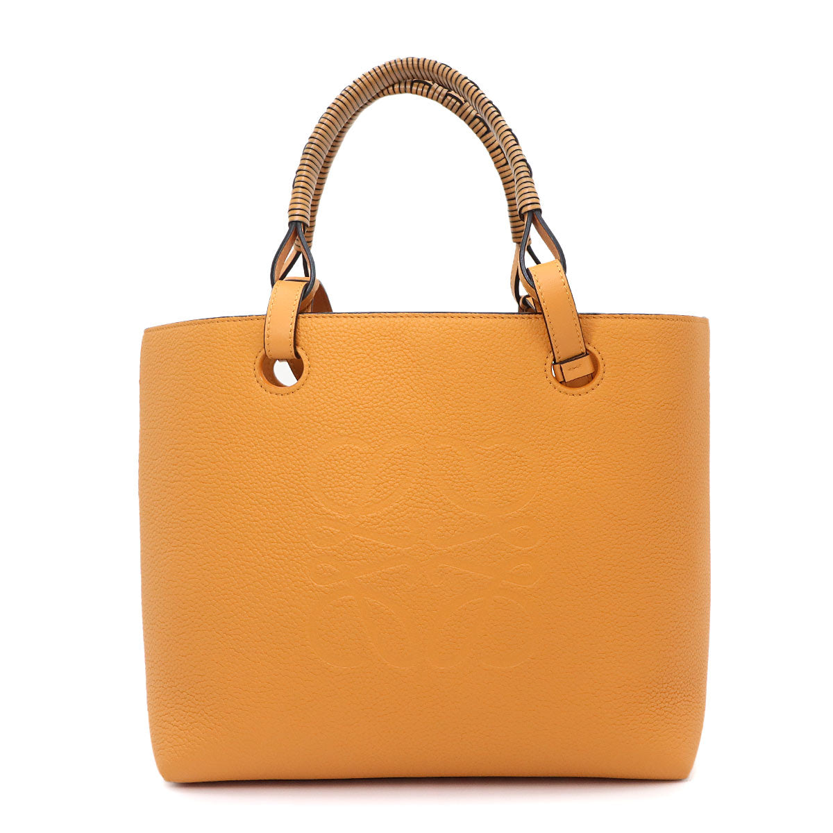 Anagram 2way Tote Shoulder Bag Leather Yellow Purse