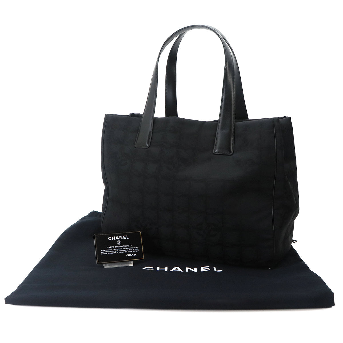 New Travel Line Tote MM Bag Nylon Jacquard Leather Black A15991