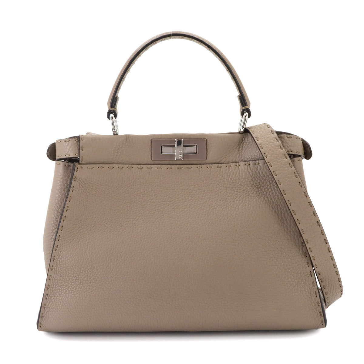 Selleria Peekaboo Regular 2way Hand Bag Leather Beige 8BN290