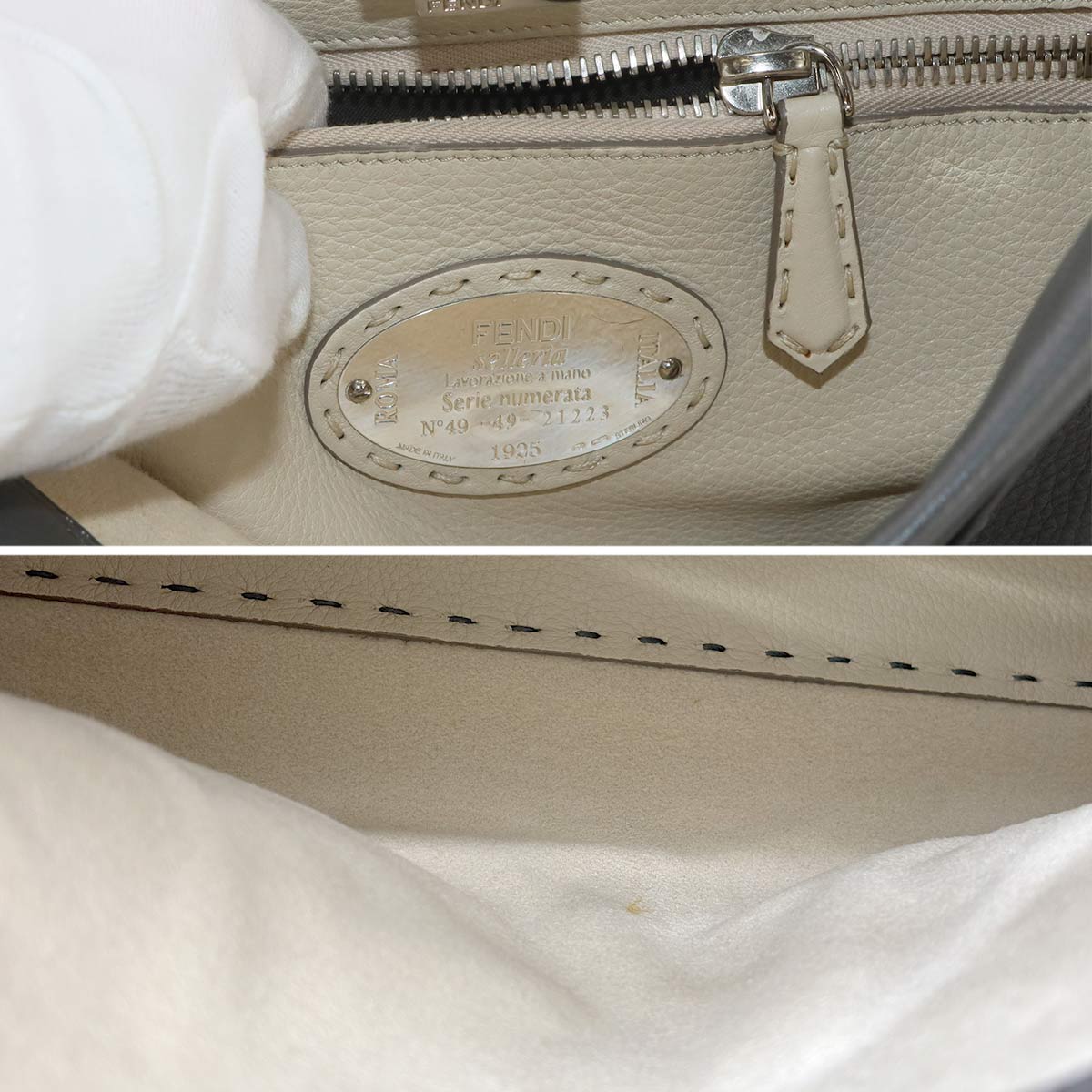 Seleria Peekaboo Regular 2way Hand Bag Leather Gray 8BN290
