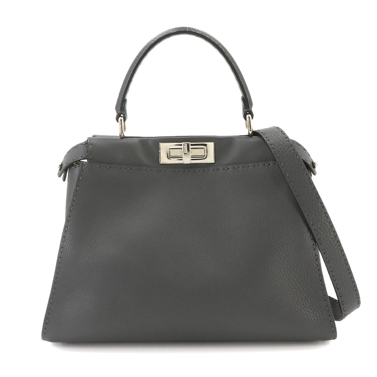 Seleria Peekaboo Regular 2way Hand Bag Leather Gray 8BN290
