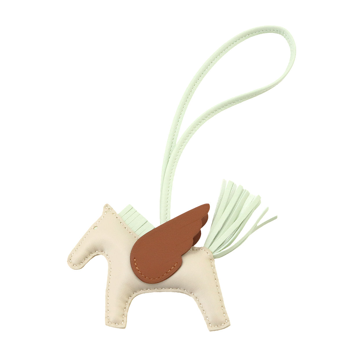 Rodeo Pegasu PM Bag Charm Agneau Milo Swift Craie Vert Fizz