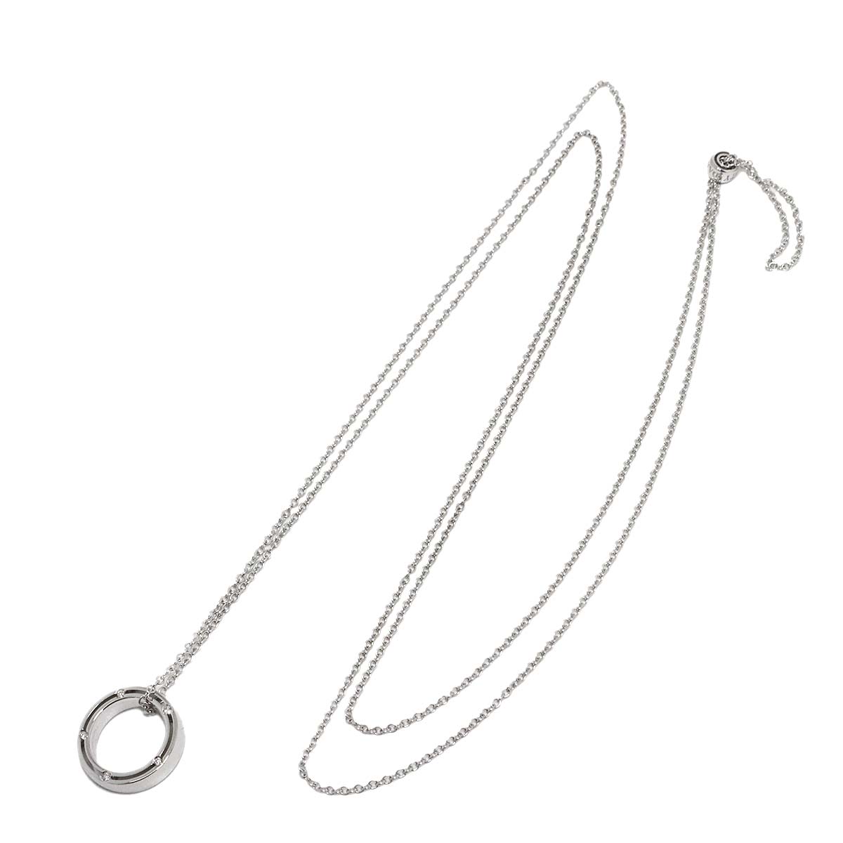 D-SIDE Diamond Long Necklace 18K White Gold 750