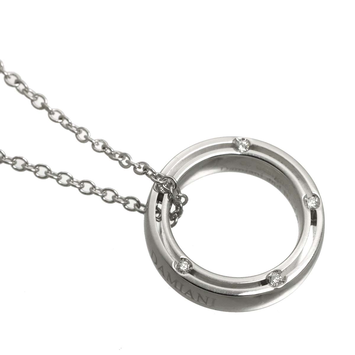 D-SIDE Diamond Long Necklace 18K White Gold 750