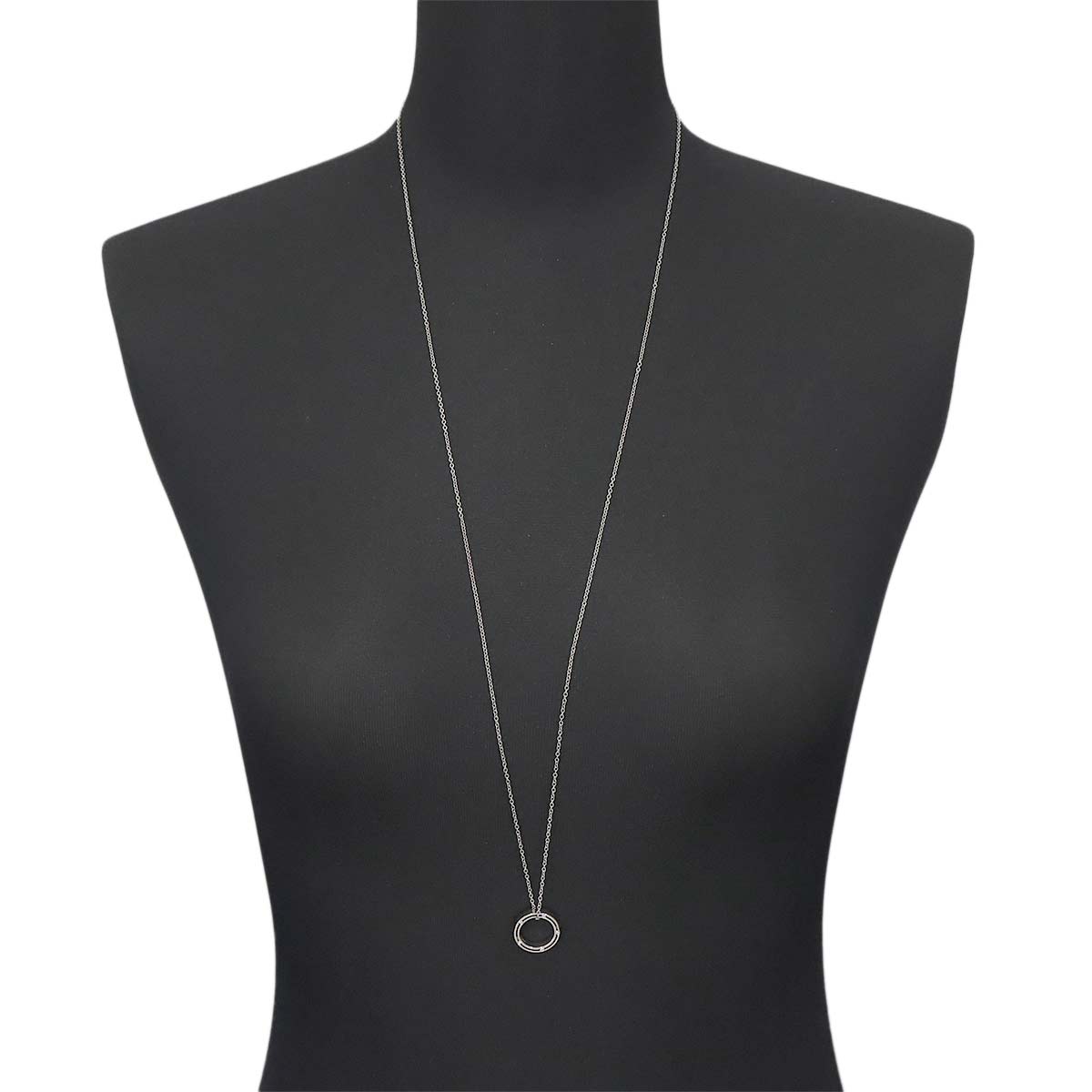 D-SIDE Diamond Long Necklace 18K White Gold 750