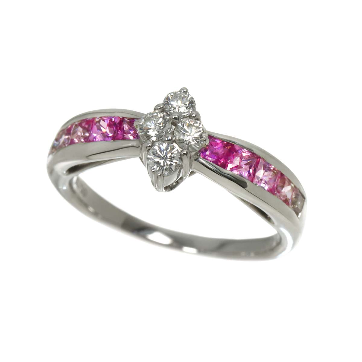 Sapphire 0.82ct Diamond 0.24ct Ring 18K WG 750 Size6(US)