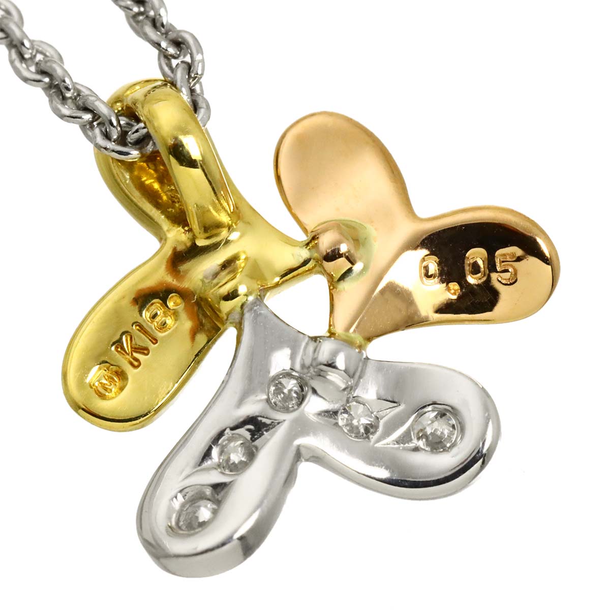 Daimond 0.05ct Necklace 18K YG PG WG 750