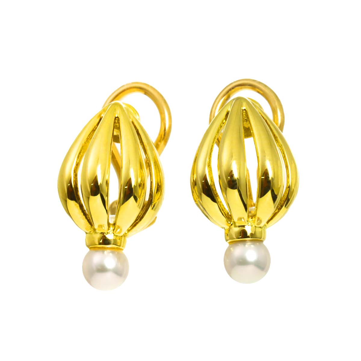 Baby Pearl 4.5mm Earrings Clip on 18K Yellow Gold 750