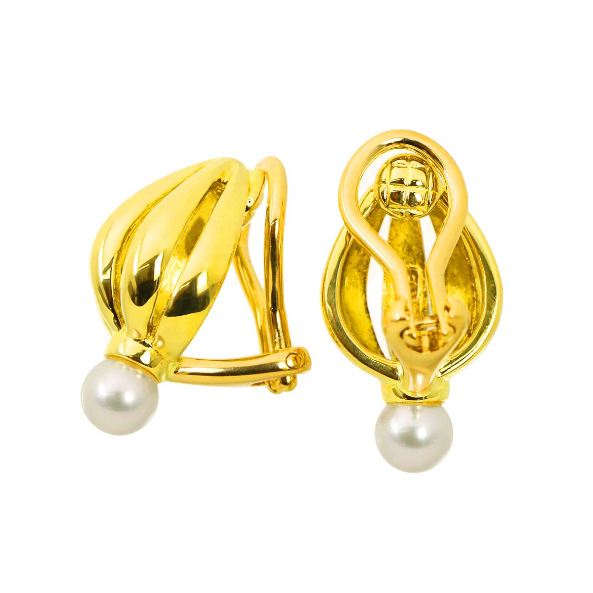 Baby Pearl 4.5mm Earrings Clip on 18K Yellow Gold 750