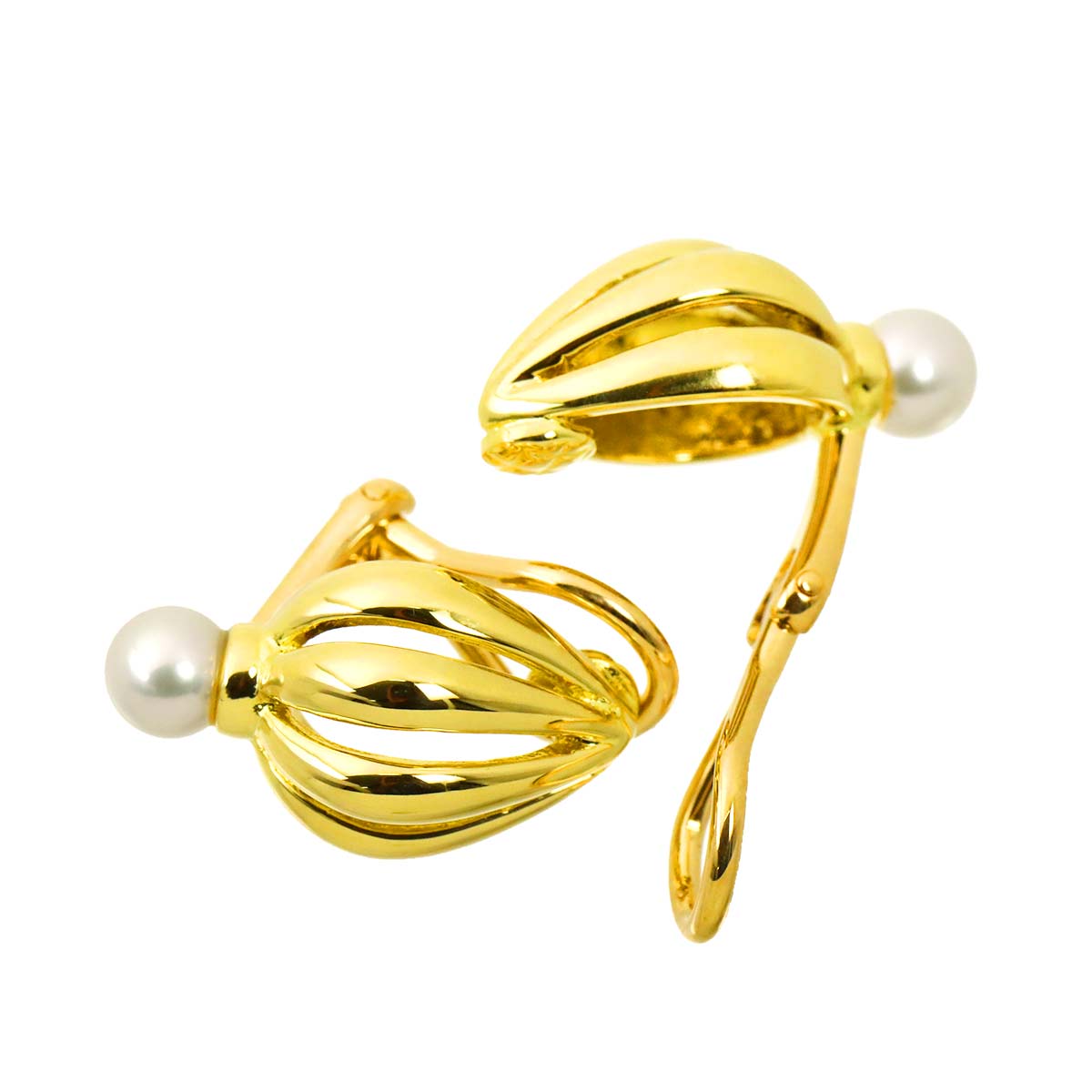 Baby Pearl 4.5mm Earrings Clip on 18K Yellow Gold 750
