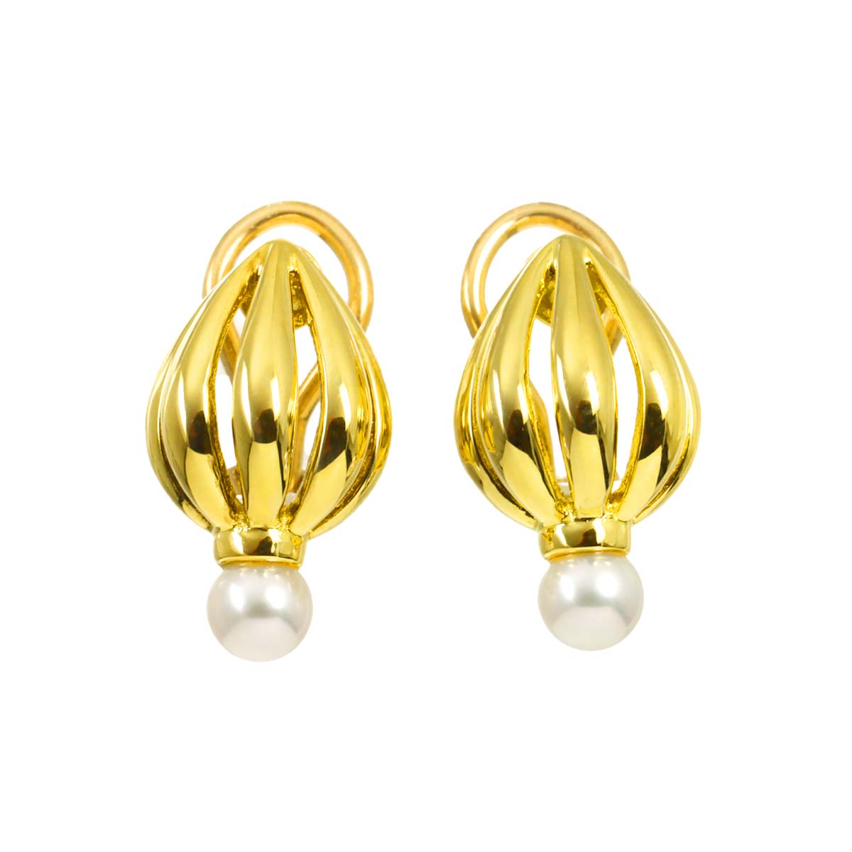 Baby Pearl 4.5mm Earrings Clip on 18K Yellow Gold 750