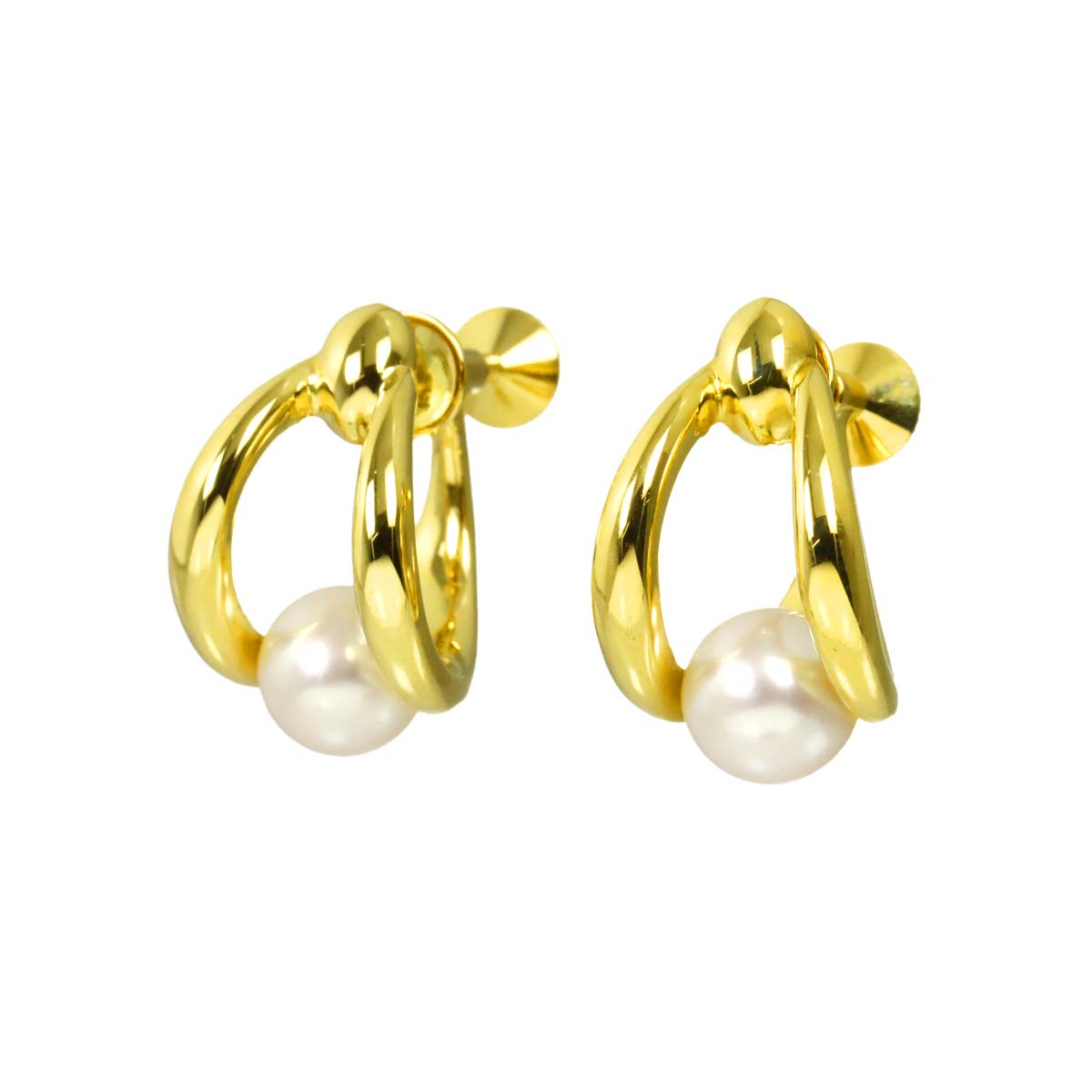Akoya Pearl 6.5mm Earrings 18K Yellow Gold 750