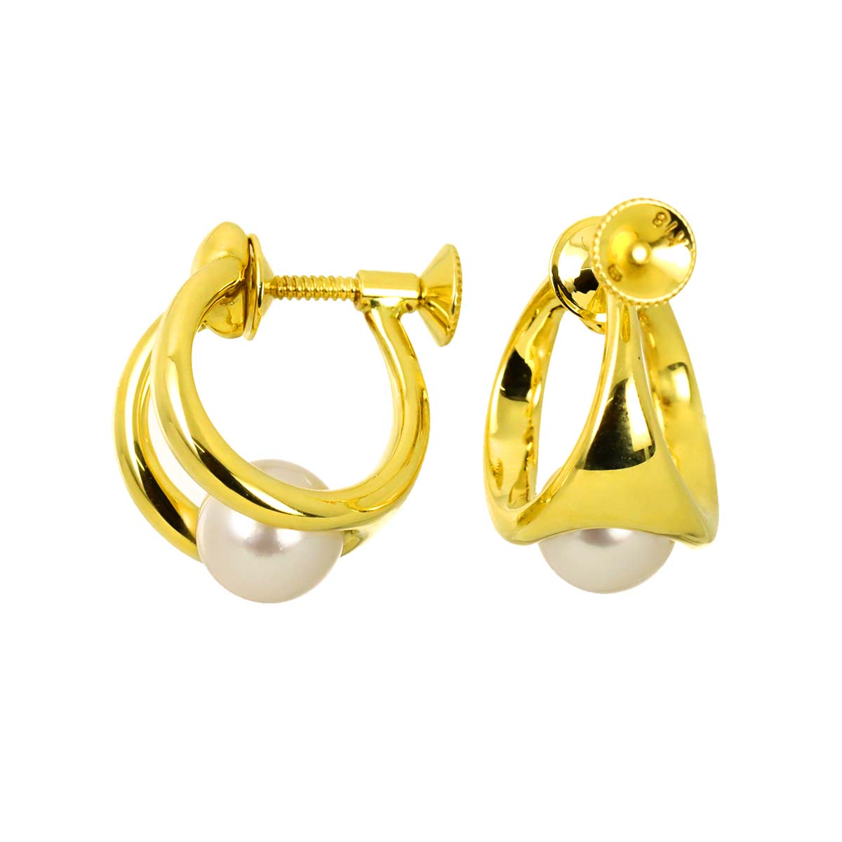 Akoya Pearl 6.5mm Earrings 18K Yellow Gold 750