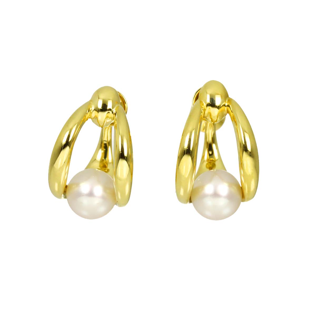 Akoya Pearl 6.5mm Earrings 18K Yellow Gold 750