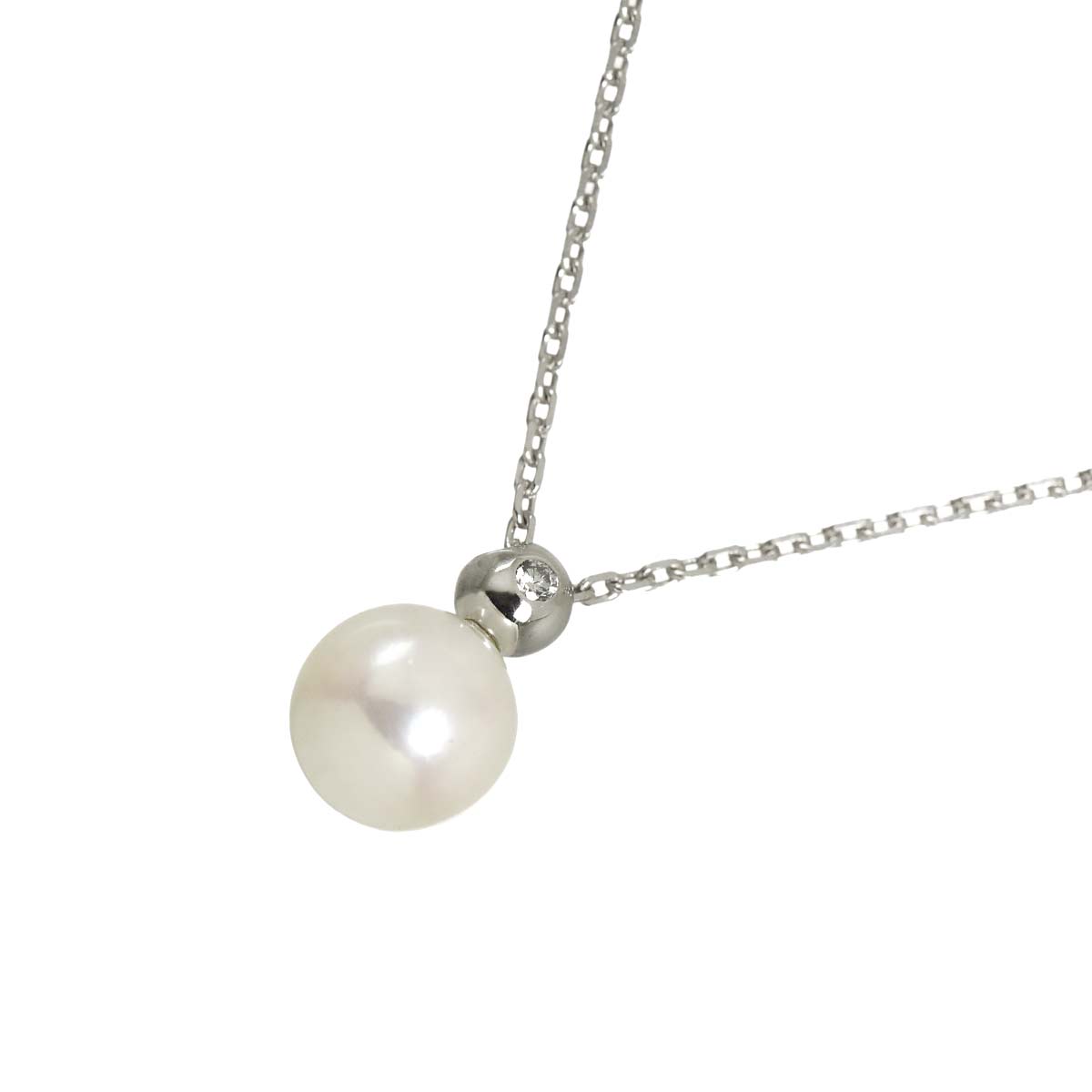 PERLITA Akoya Pearl 7.3mm Diamond Necklace 18K White Gold 750