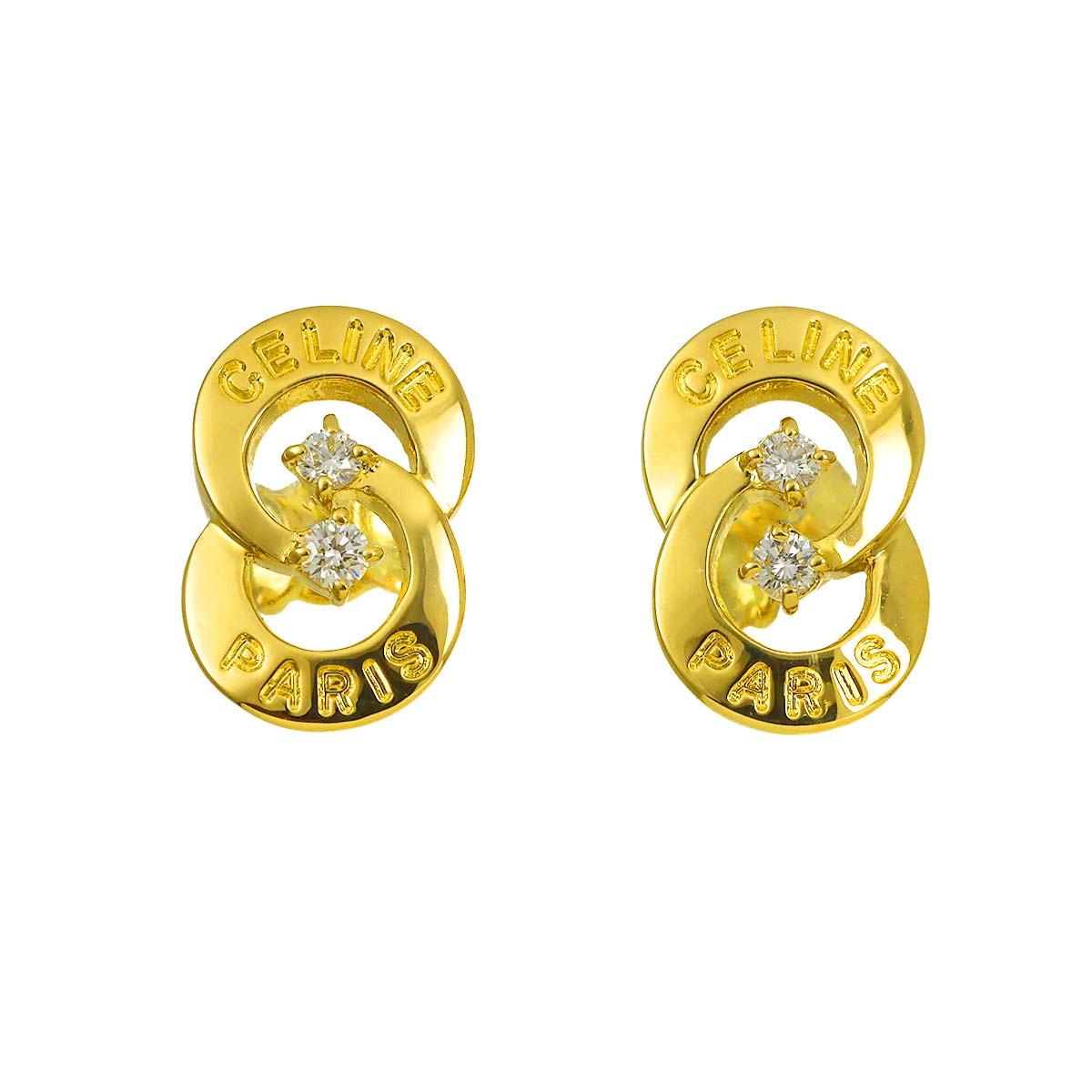 Circle Diamond 0.06/0.06ct Earrings Pierced 18K K18 YG 750