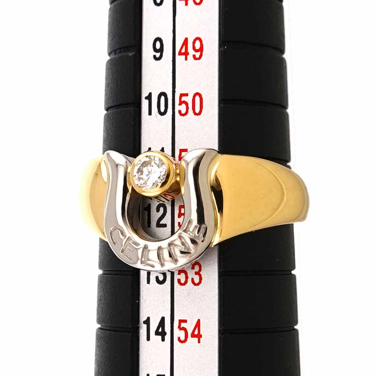 Horseshoe Diamond 0.12ct Ring 18K YG 750 Pt size6(US)