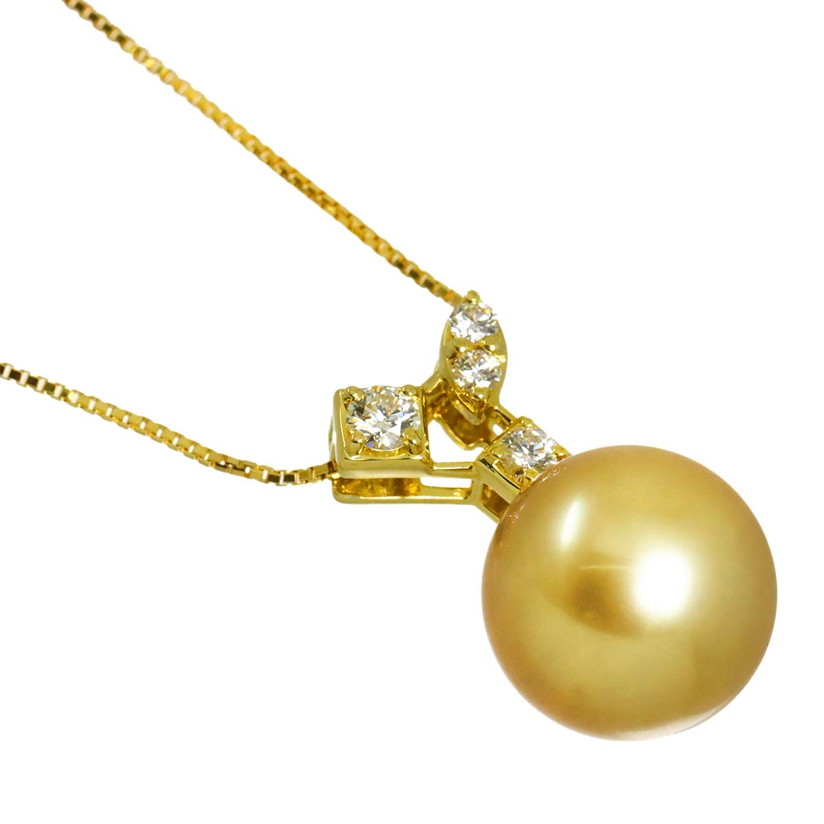 South Sea pearl 13.0mm Diamond 0.23ct Necklace 18K YG 750