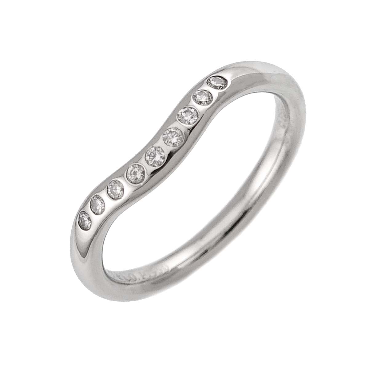 Curved Band Diamond Ring Platinum size3.75-4(US)