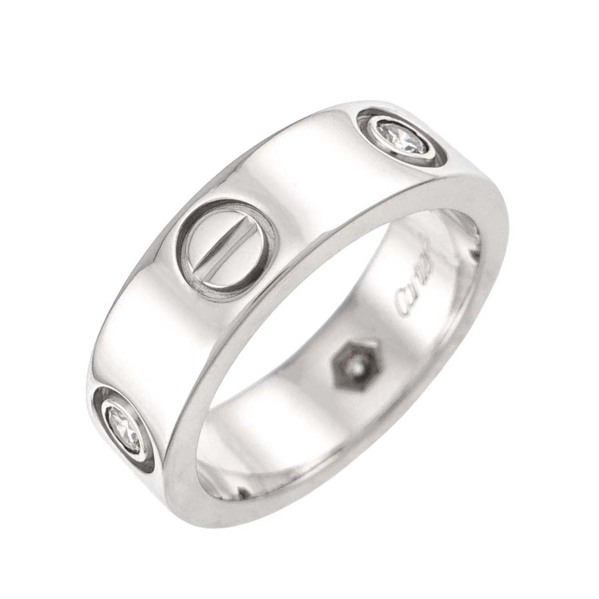 Love Ring Half Diamond 3P 18K WG 750 size50 5-5.25(US)