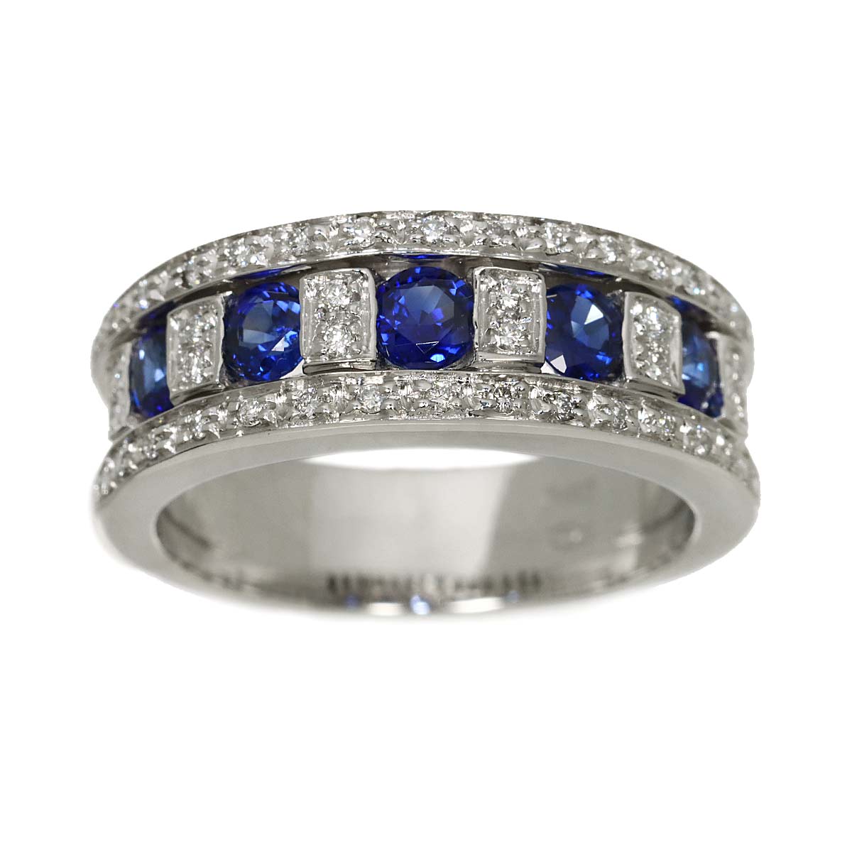 Belle Epoque Sapphire Diamond Ring 18K WG 750 Size6-6.25(US)