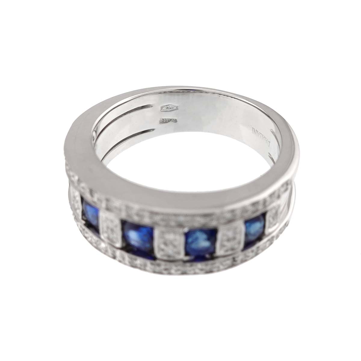 Belle Epoque Sapphire Diamond Ring 18K WG 750 Size6-6.25(US)