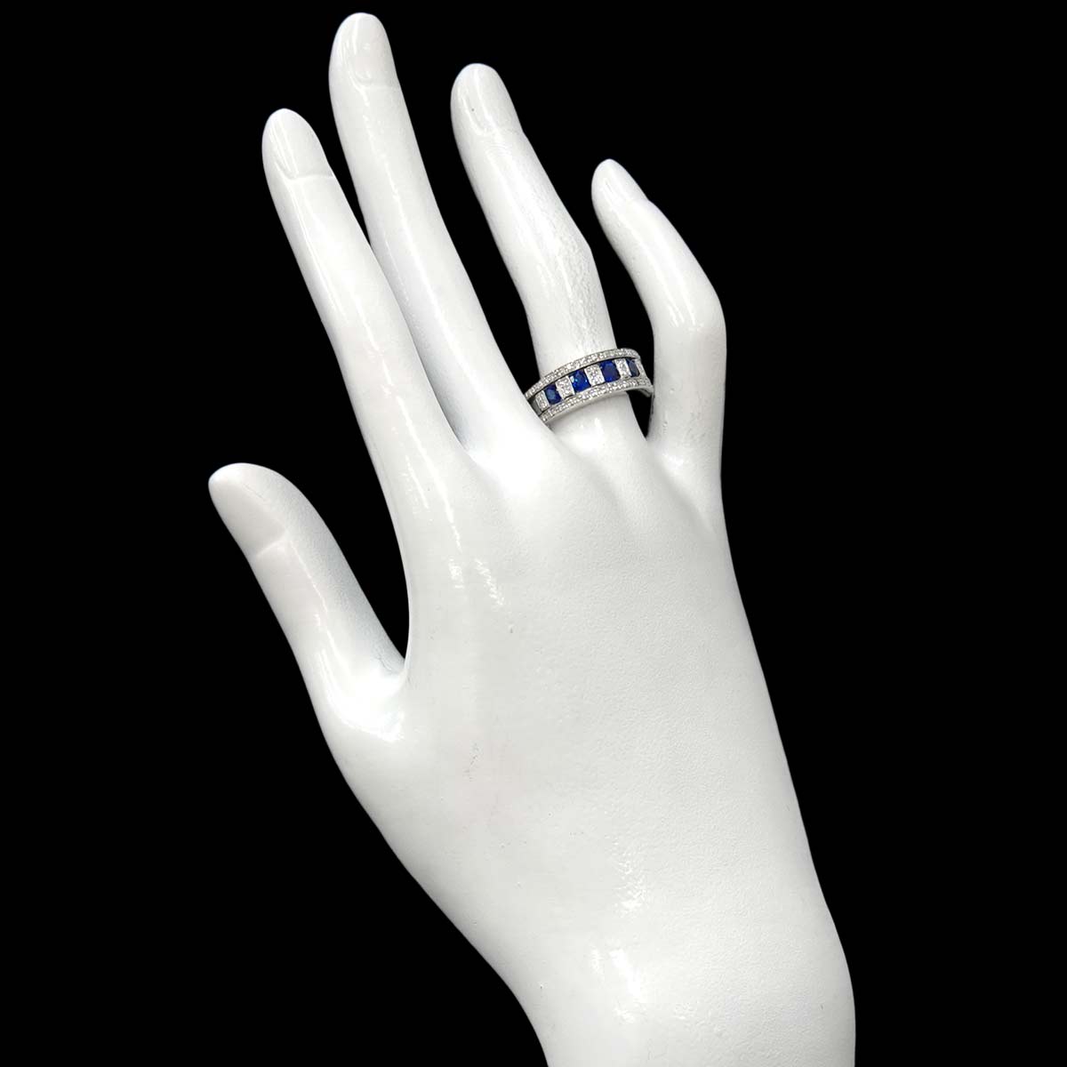 Belle Epoque Sapphire Diamond Ring 18K WG 750 Size6-6.25(US)