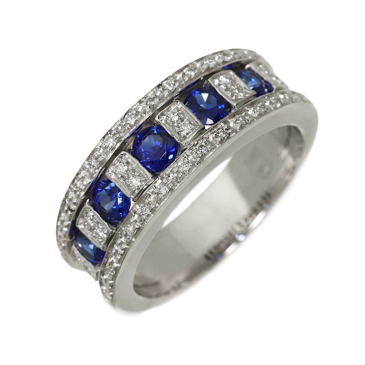 Belle Epoque Sapphire Diamond Ring 18K WG 750 Size6-6.25(US)