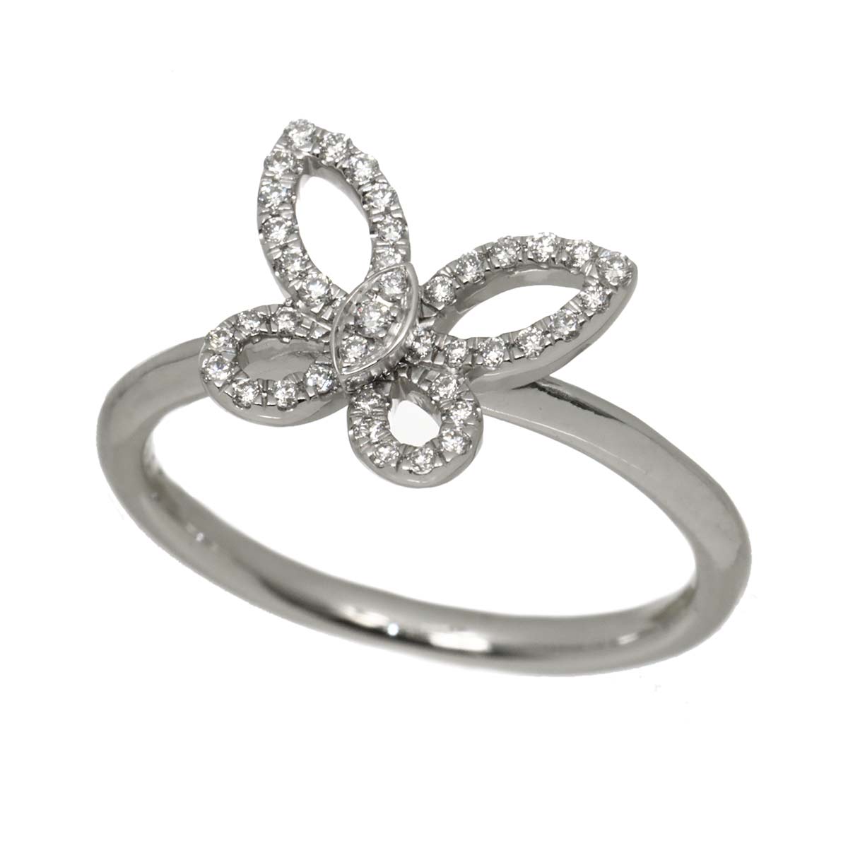 Mini Butterfly Silhouette Diamond Ring 18K WG 750 size4.75-5(US)