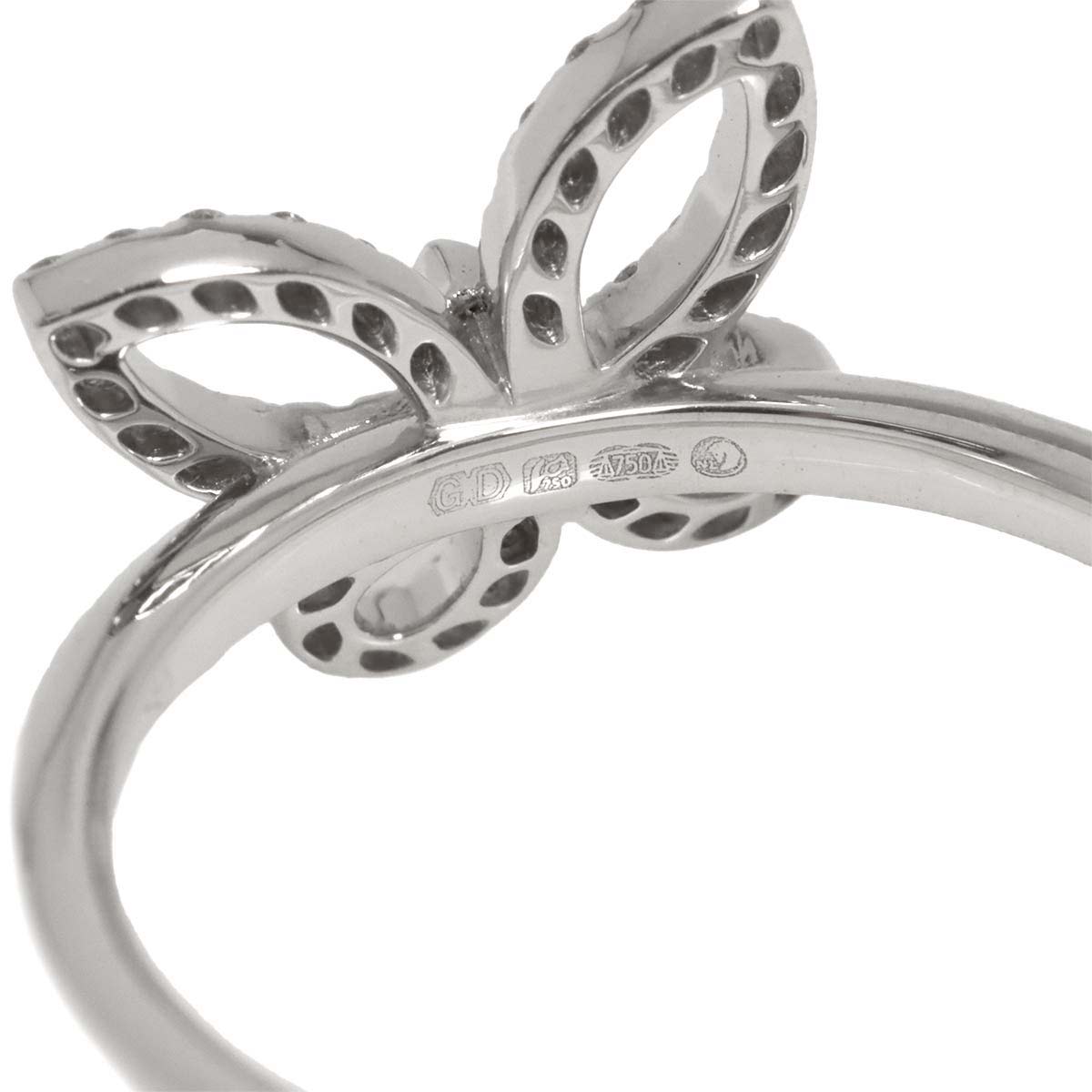 Mini Butterfly Silhouette Diamond Ring 18K WG 750 size4.75-5(US)
