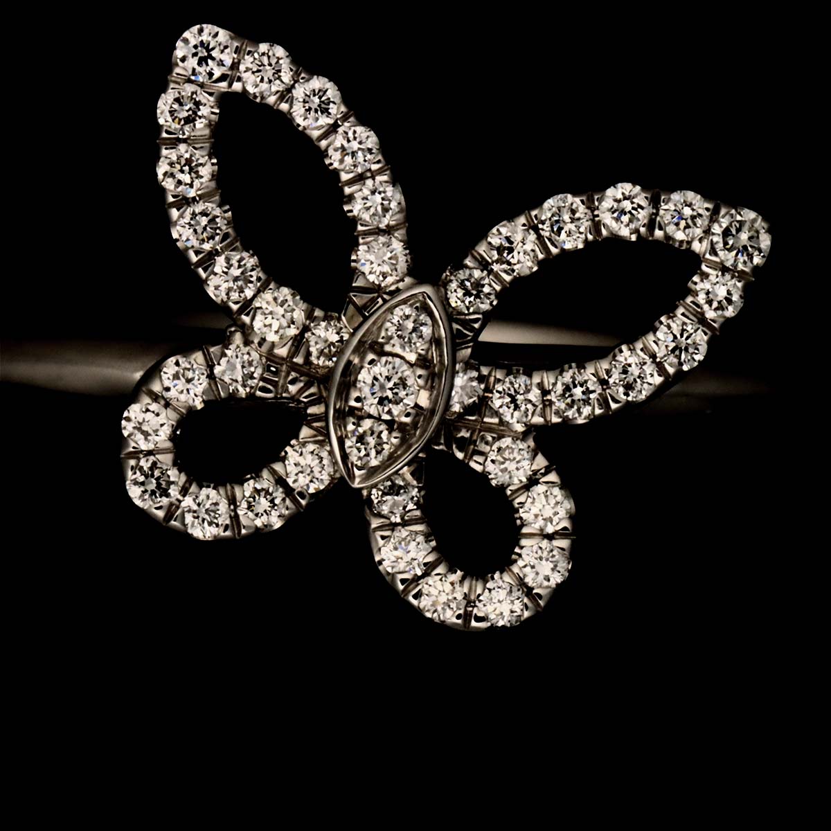 Mini Butterfly Silhouette Diamond Ring 18K WG 750 size4.75-5(US)
