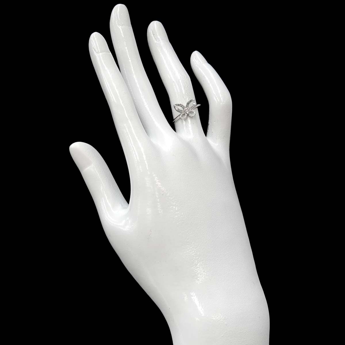 Mini Butterfly Silhouette Diamond Ring 18K WG 750 size4.75-5(US)