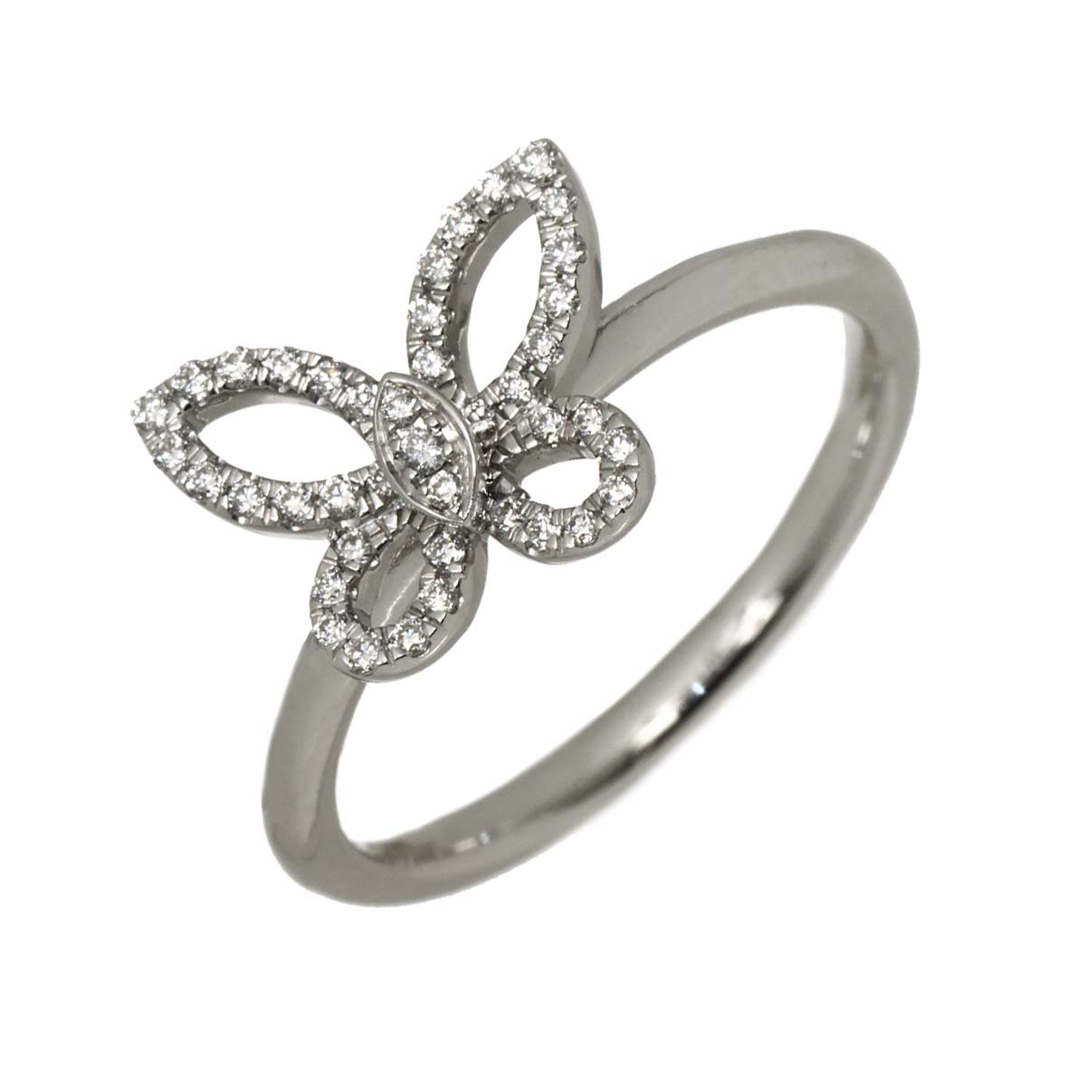 Mini Butterfly Silhouette Diamond Ring 18K WG 750 size4.75-5(US)