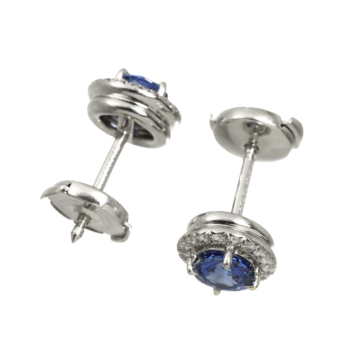Solest Sapphire Diamond Earrings Pierced Pt