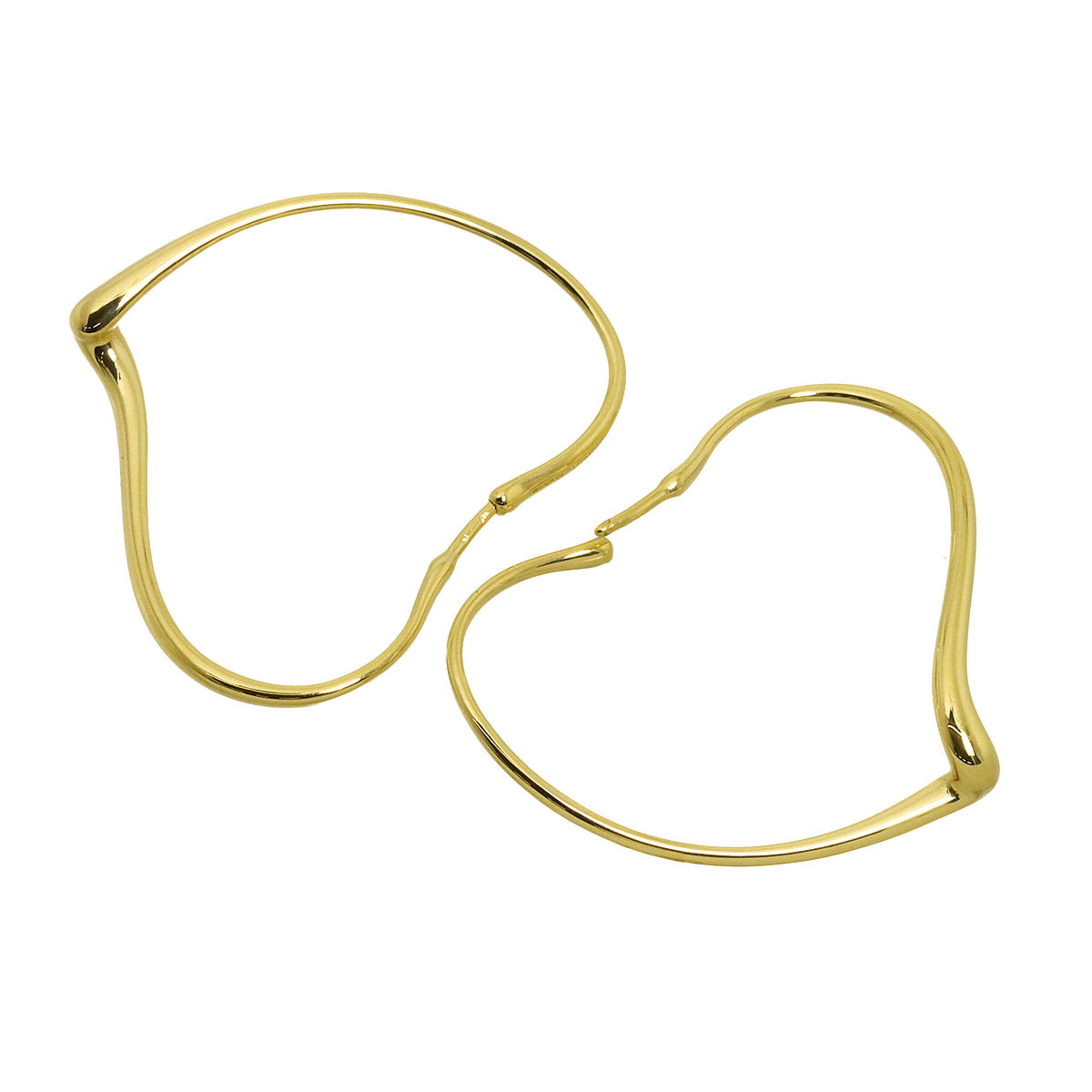 Open Heart Earrings Pierced 18K YG Yellow Gold 750