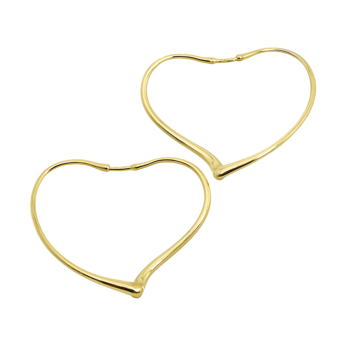 Open Heart Earrings Pierced 18K YG Yellow Gold 750